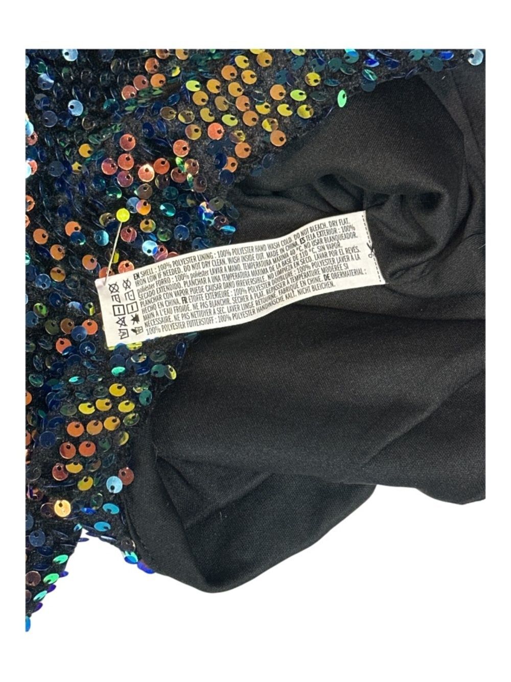 Sequin Romper Small Multicolor Deep V Long Sleeve Party - Picture 11 of 11